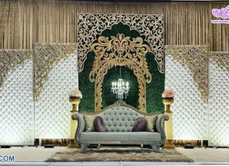 English Wedding Reception Stage Leather Panels