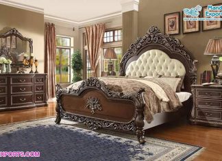 Fancy 4 Pieces Teak Wood Bedroom Furniture