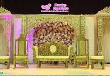 Gold Theme Wedding Engagement Stage Decoration
