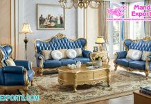 Italian Style Leather Sofa Set For Drawing Room