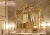 Luxurious Golden Carved Dressing Table