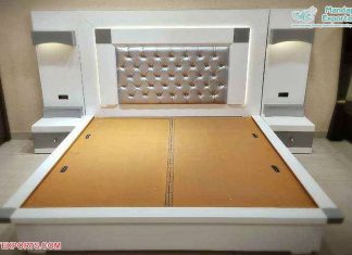 Modern White Finish King Size Bed Modern White Finish King Size Bed