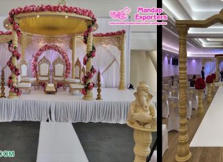 Newly Designed Wooden Mandap For Gujarati Weddings Newly Designed Wooden Mandap For Gujarati Weddings