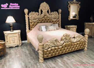 Antique Baroque Wooden Handmade Queen Bed