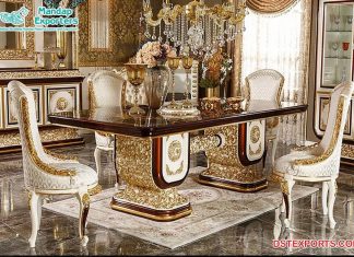 Luxurious Italian Wood Carving Dining Set
