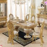 Italian Hand Carved Gold Carving Dining Set