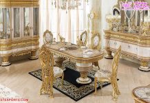 Italian Hand Carved Gold Carving Dining Set Italian Hand Carved Gold Carving Dining Set