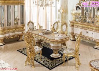 Italian Hand Carved Gold Carving Dining Set Italian Hand Carved Gold Carving Dining Set