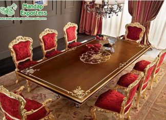 Italian Metallic Gold Dining Table Set For Sale