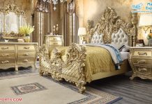 Luxury Golden Wood Hand Carved Bedroom Furniture Luxury Golden Wood Hand Carved Bedroom Furniture