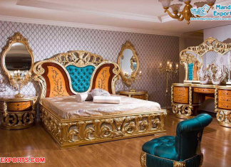 Luxury High Gloss King Bedroom Furniture Set