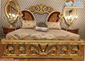 Luxury King Size Wooden Carved Designer Bed
