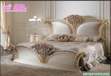 Magnificent White Gold Finish Bed and Nightstands