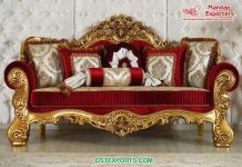 Red Gold Maharaja Wedding Stage Couch