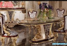 Royal Black Gold Finished Dining Table Set