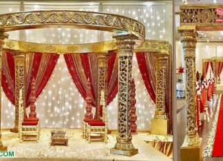 Royal Golden Carved Queen Wedding Mandap