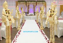 Twin Pillars With Ganesha For Wedding Walkway