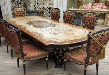 Victorian Brown Finish Metallic Dining Set
