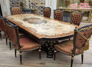 Victorian Brown Finish Metallic Dining Set