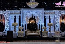 White Theme Western Weddings Stage Setup