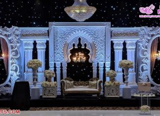White Theme Western Weddings Stage Setup