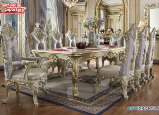 European White Finish Luxury Dining Table