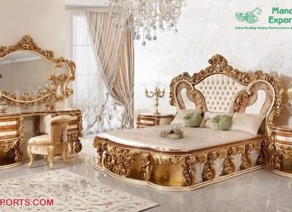 Gold White Solid Wood Bedroom Furniture Set Gold White Solid Wood Bedroom Furniture Set