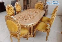 Royal Gold Finishing 6 Seater Dining Table