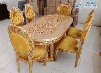 Royal Gold Finishing 6 Seater Dining Table