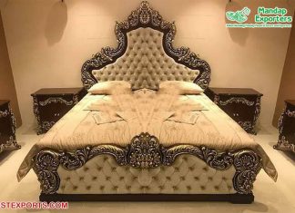 Solid Wood Black Silver Bed With Side Tables Solid Wood Black Silver Bed With Side Tables
