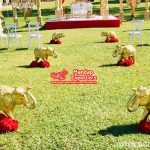 Golden Elephant Statues at Wedding Entrance