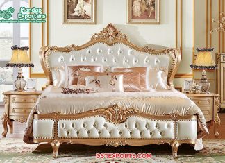 Elegant Solid Wood King Style Bed With Nightstand Elegant Solid Wood King Style Bed With Nightstand