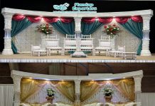 White Theme Wedding Half Moon Style Mandap
