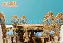 6 Seater Dining Set In Antique Gold Finish 6 Seater Dining Set In Antique Gold Finish