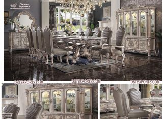 Classy Upholstered Carved Dining Room Table Set Classy Upholstered Carved Dining Room Table set