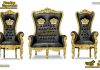 Imperial Black Gold Wedding Throne Set