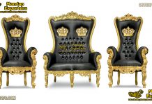 Imperial Black Gold Wedding Throne Set
