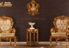 Italian Style Golden Carved Lounge Chairs Italian Style Golden Carved Lounge Chairs
