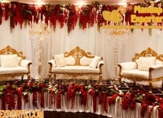Luxury Gold Finish Wedding Stage Sofa Set