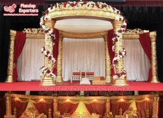 New Style Golden Wedding Mandap Cum Stage New Style Golden Wedding Mandap Cum Stage