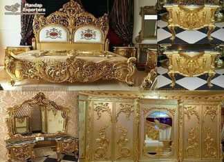 Premium Hand Carved Gold Bedroom Furniture Set Premium Hand Carved Gold Bedroom Furniture Set