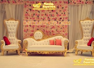 Classical Gold & White Wedding Stage Sofa Set