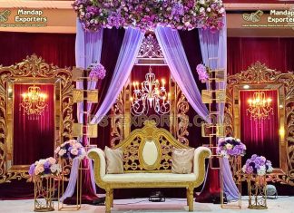 Exclusive Golden Frames Wedding Stage Decor Exclusive Golden Frames Wedding Stage Decor