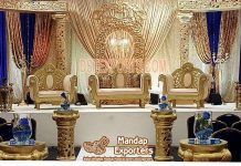 Golden Wedding Reception Stage Setup