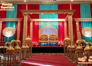 Newly Designed Golden Theme Fiber Mandap