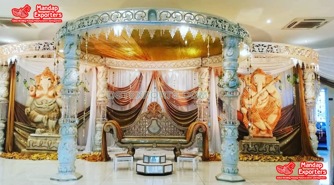 Phenomenal Fiber Crystal Pillar Wedding Mandap