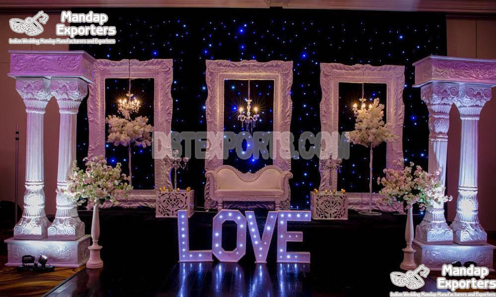 Roman Palace Theme White Wedding stage