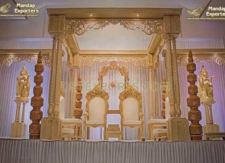 Traditional Triple Pillar Wooden Wedding Mandap Traditional Triple Pillar Wooden Wedding Mandap