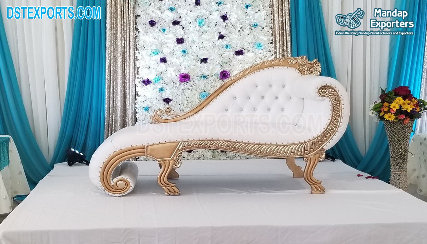 White Gold Italian Chaise For Wedding Stage