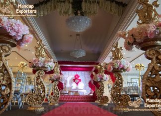 Decorated Golden Designer Pillars For Wedding Walkway Decorated-Golden-Designer-Pillars-For-Wedding-Walkway